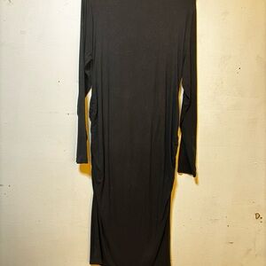 Black Long Sleeve Sheath Maternity Maxi Dress